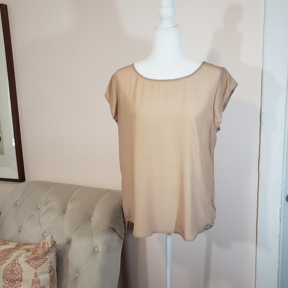 Fossil Tops - 100% Silk Blush Metallic Fossil Blouse